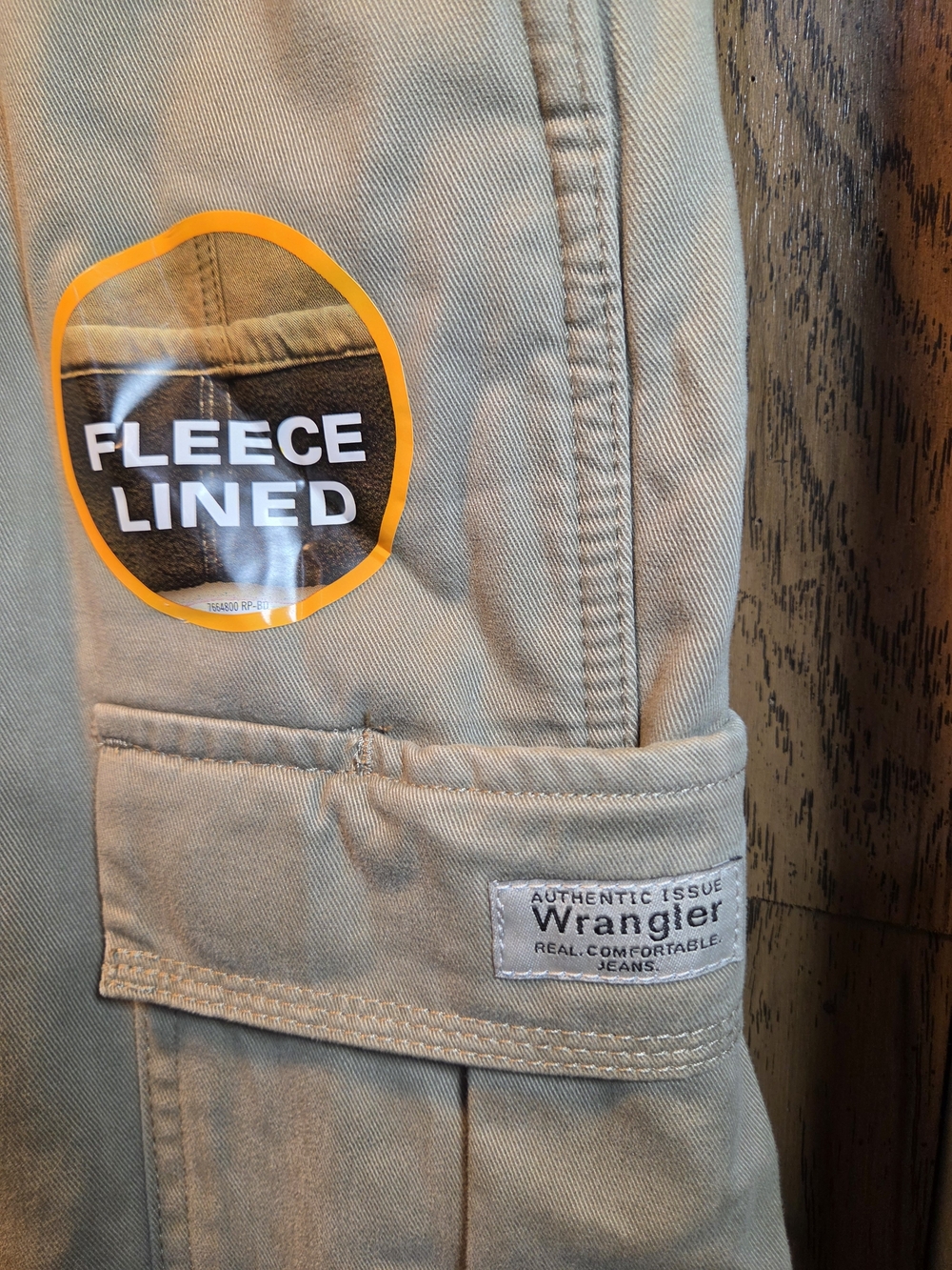 Wrangler Fleece Lined Cargo Pants Tan Waist 32x30 NWT - Picture 5 of 7
